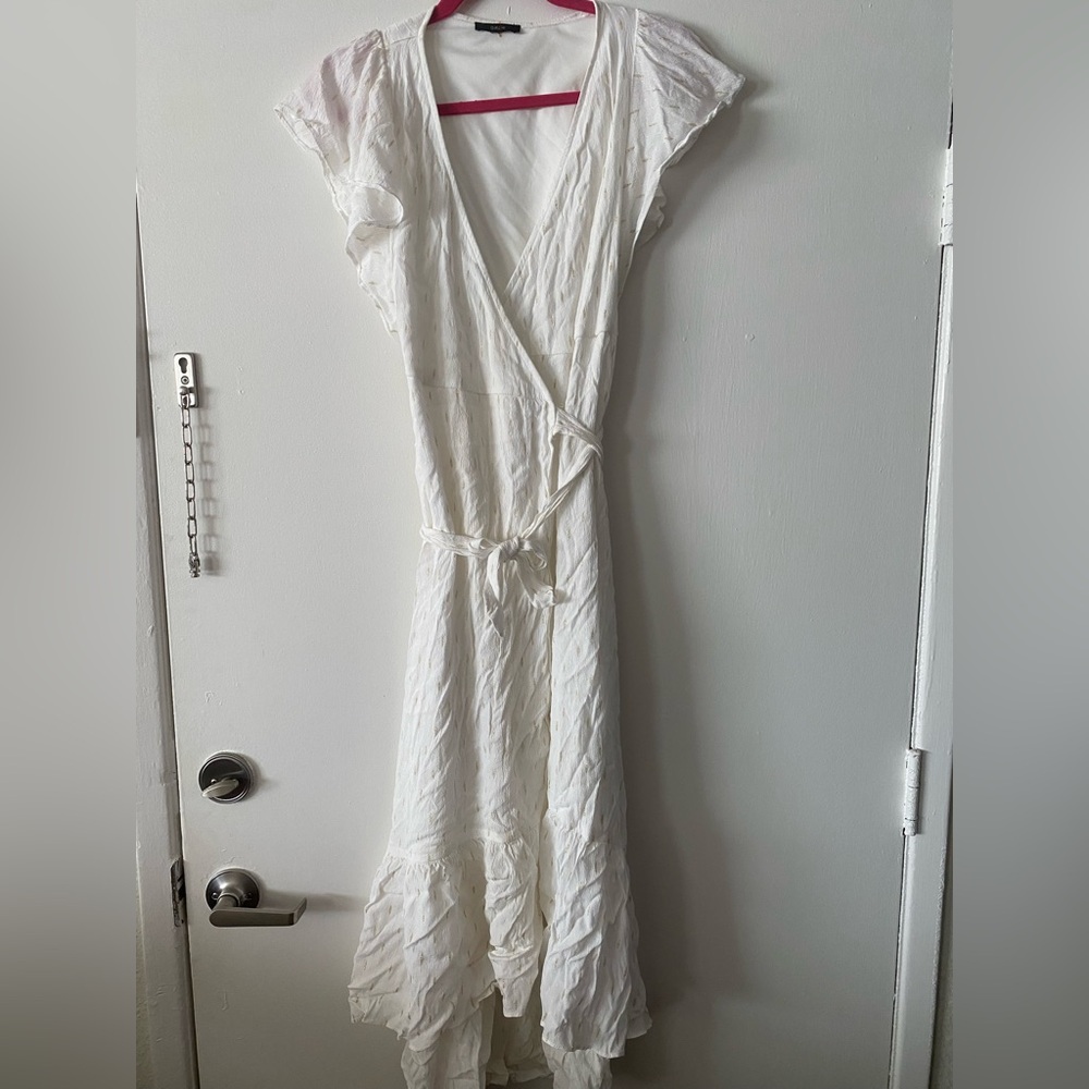 White Wrap Maxi Dress with Tie Waist